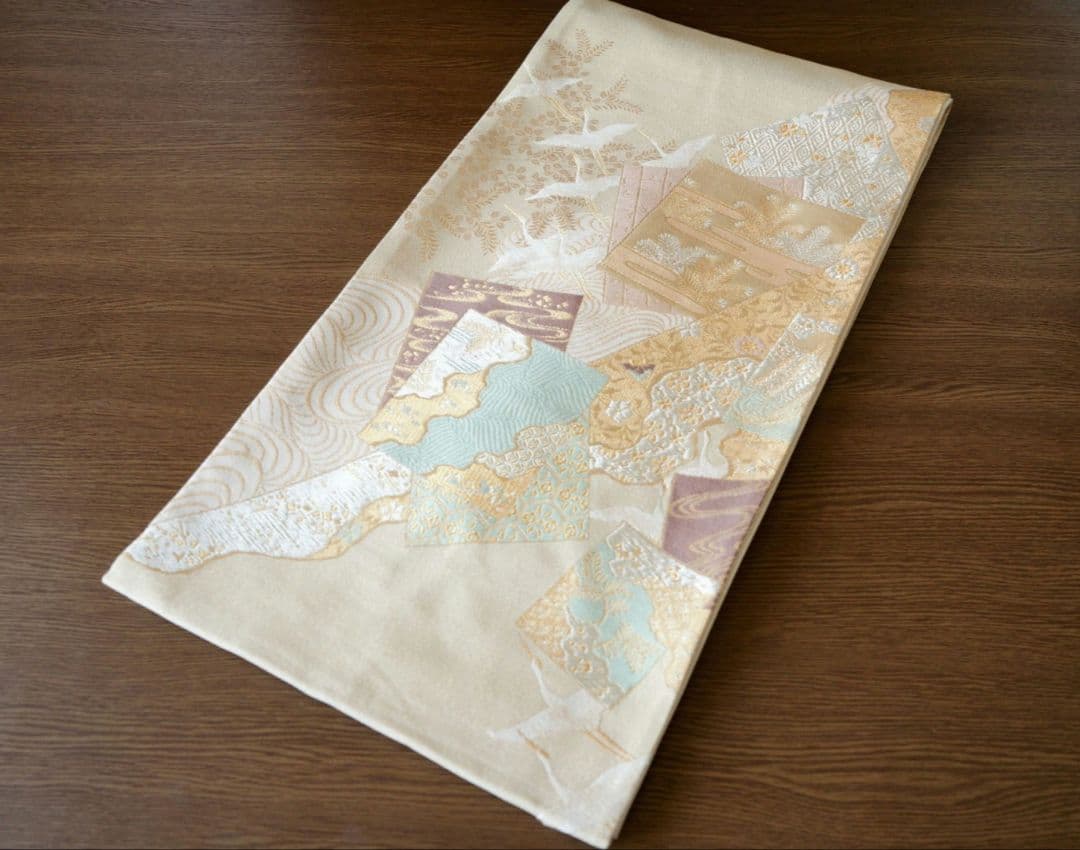 緑み薄い灰色訪問着セット 正絹 袷 作家