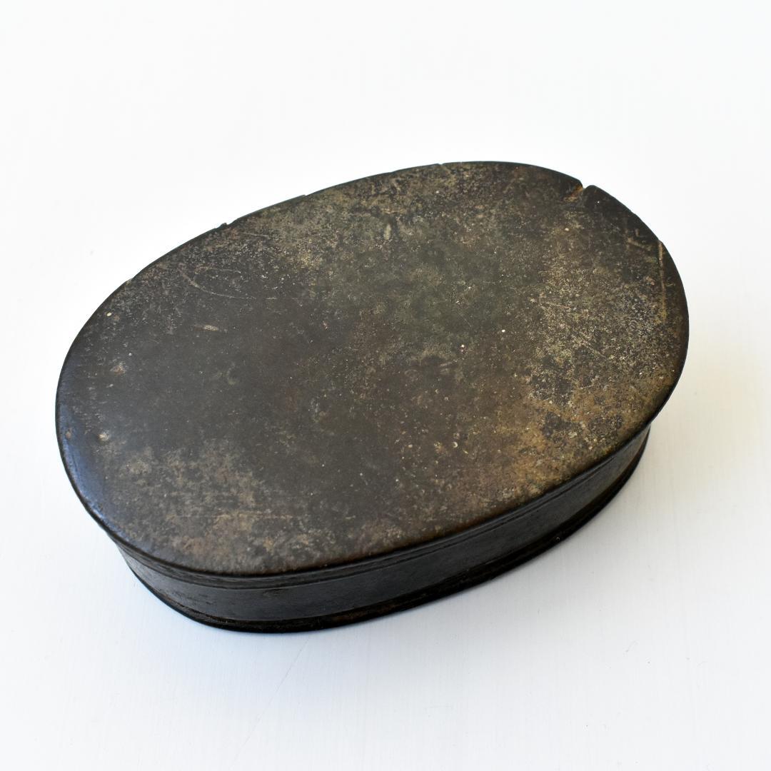 タイ北部ラーンナー美術 19世紀 青銅製 蓋付蒟醤容器 ケース/古銅/民藝/民芸