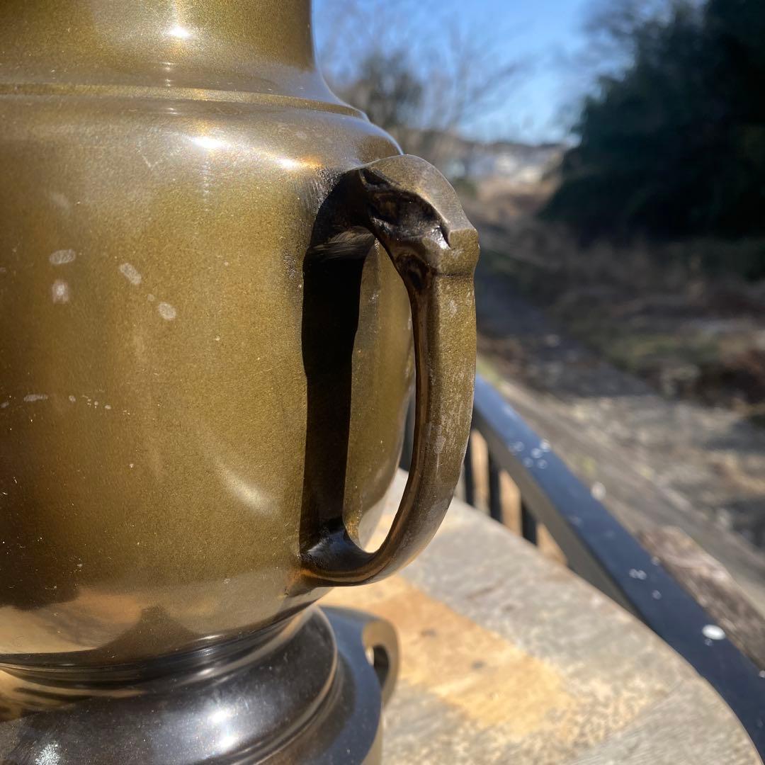 唐銅薄端　共耳新山水　未使用