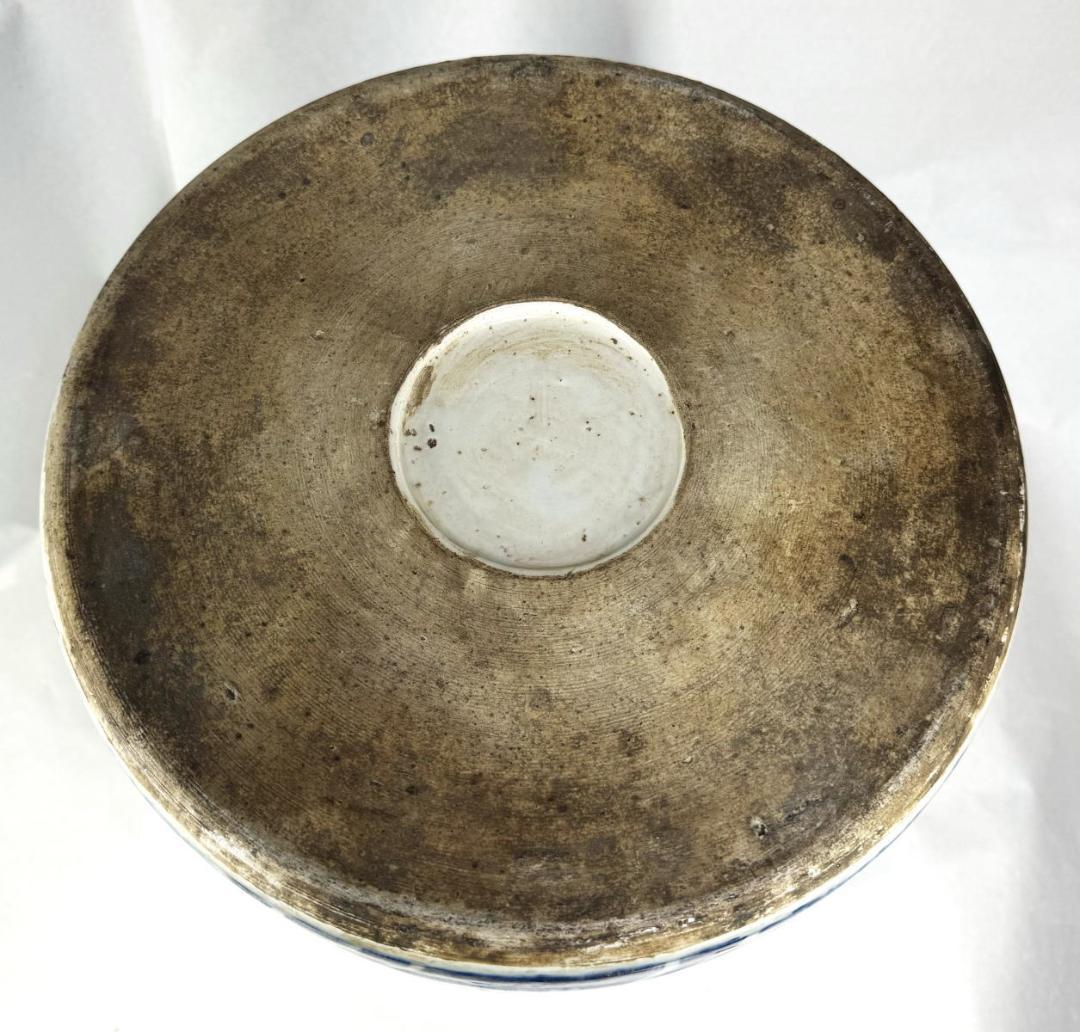 明時代 雙龍雙鳳凰鯉筆巻大鉢 約10.3kg 伝世品焼物 青花 WWTT014