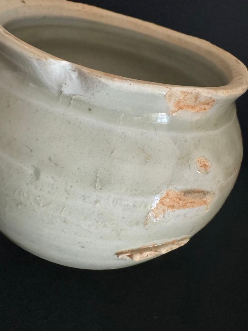 中国骨董　漢　青磁神亭小壺　蓋付き　茶入　茶壺　唐物　収蔵品　古美術(N-10)