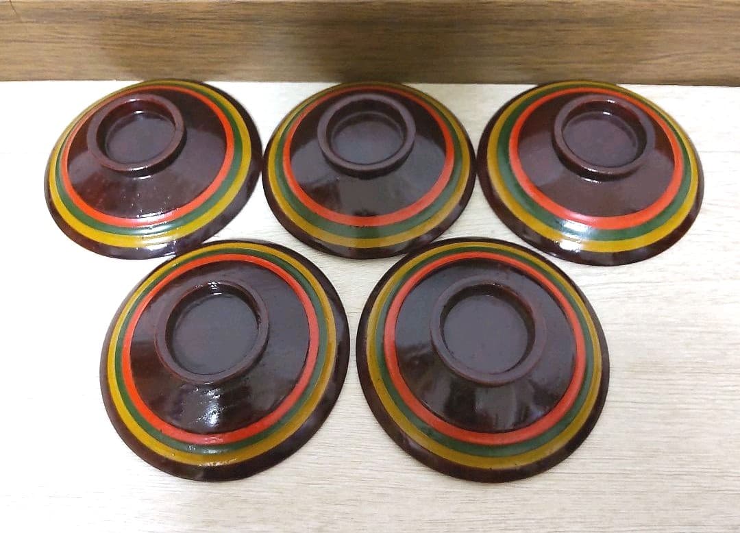 お値下げしました、5客組　目はじき　独楽塗　小吸物椀