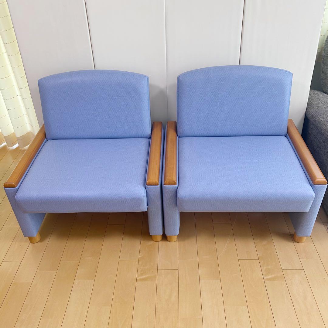 NAIKI ナイキ　ロビーチェア　ソファベッド　ライトブルー　リクライニング①