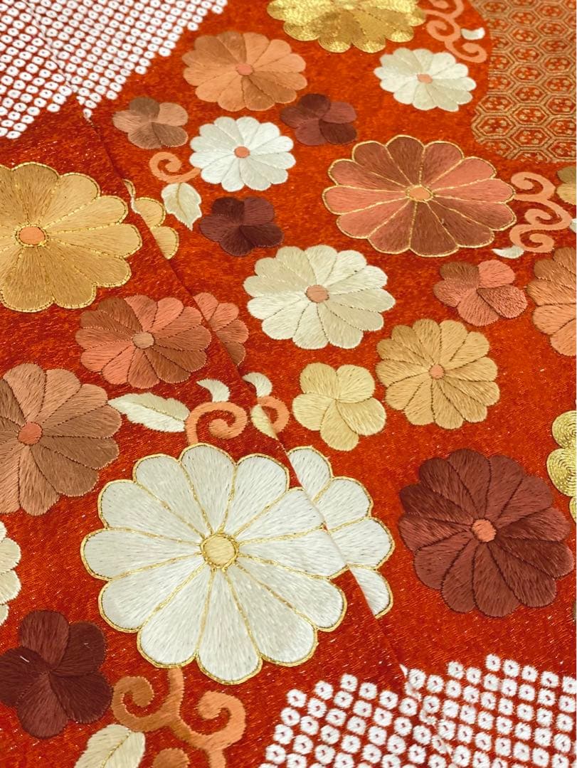 豪華 総手刺繍 振袖 仮絵羽 未仕立て 銀通し 金駒 金彩 宝尽くし 金糸 正絹