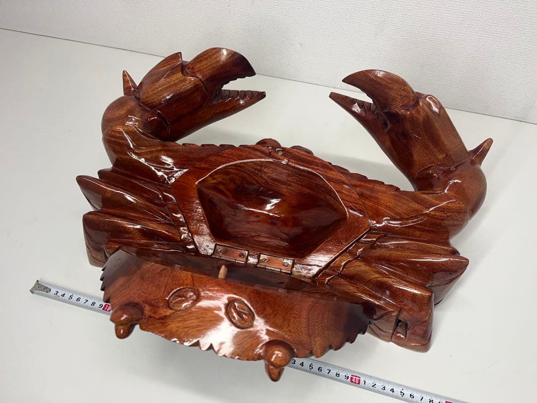 稀少 木彫り 大きい 蟹 カニ 木製 置物 木工 工芸品 飾り 隠し収納