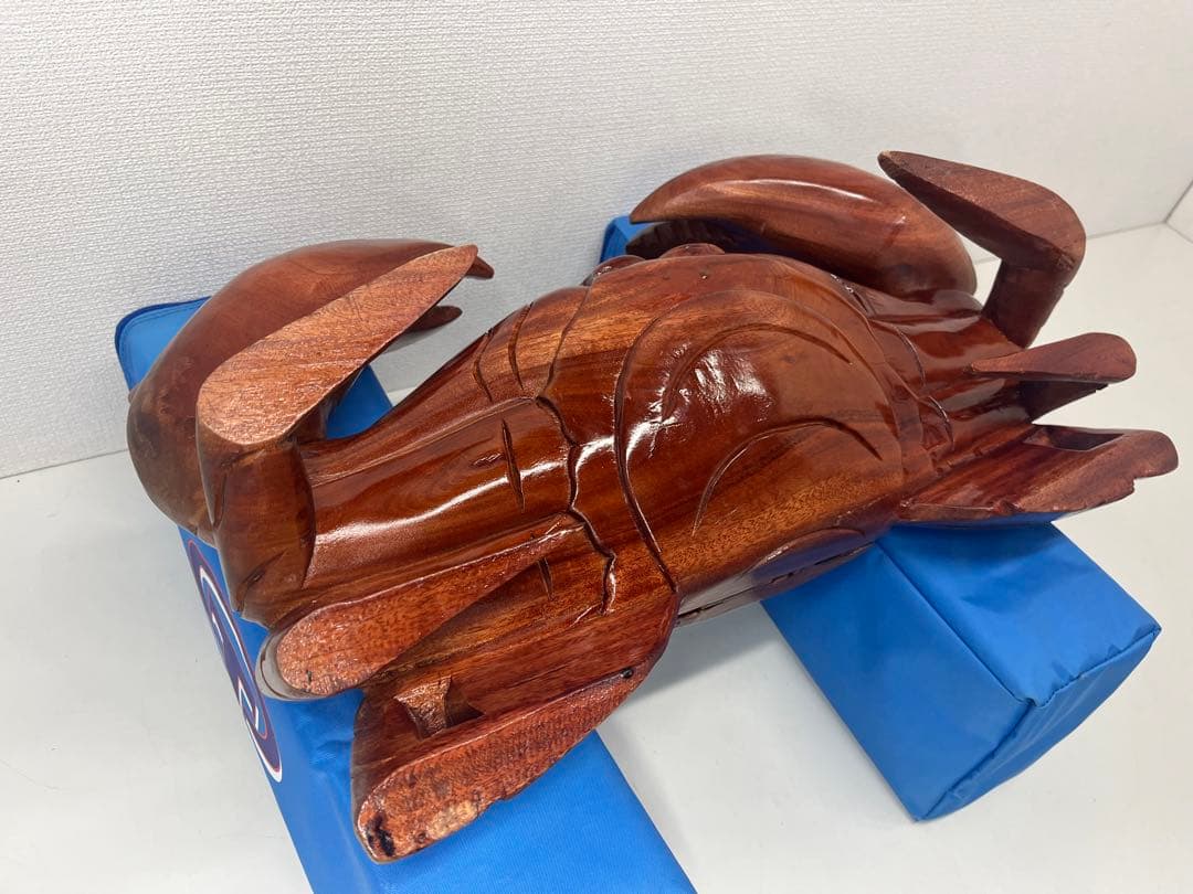 稀少 木彫り 大きい 蟹 カニ 木製 置物 木工 工芸品 飾り 隠し収納