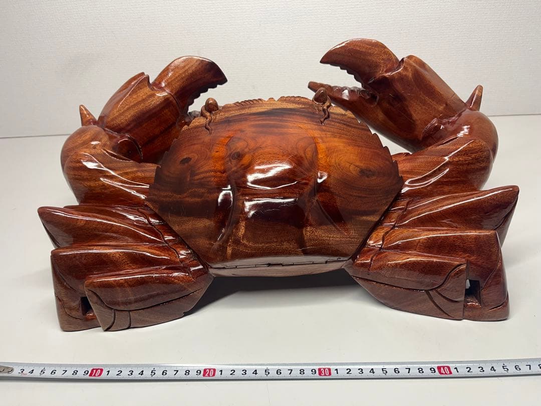 稀少 木彫り 大きい 蟹 カニ 木製 置物 木工 工芸品 飾り 隠し収納