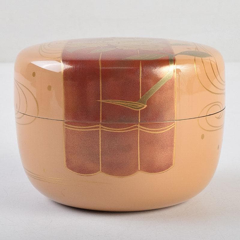 茶道具　加賀蒔絵師　中村宗尹作　白漆　花筏蒔絵　平棗　共箱　V　R9537