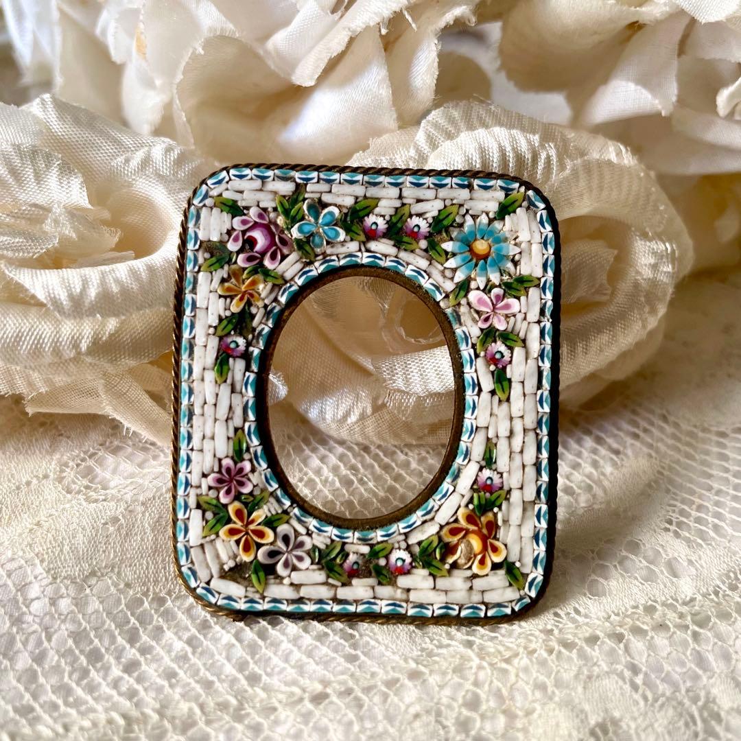 マイクロモザイクミニフレーム　イタリアアンティーク 検:フランスアンティーク