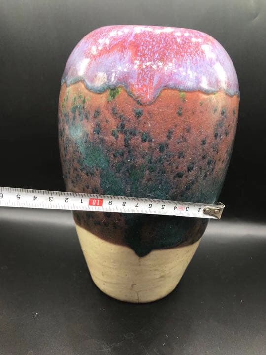 中国唐朝古玩，海鼠釉花瓶高約24.5cm