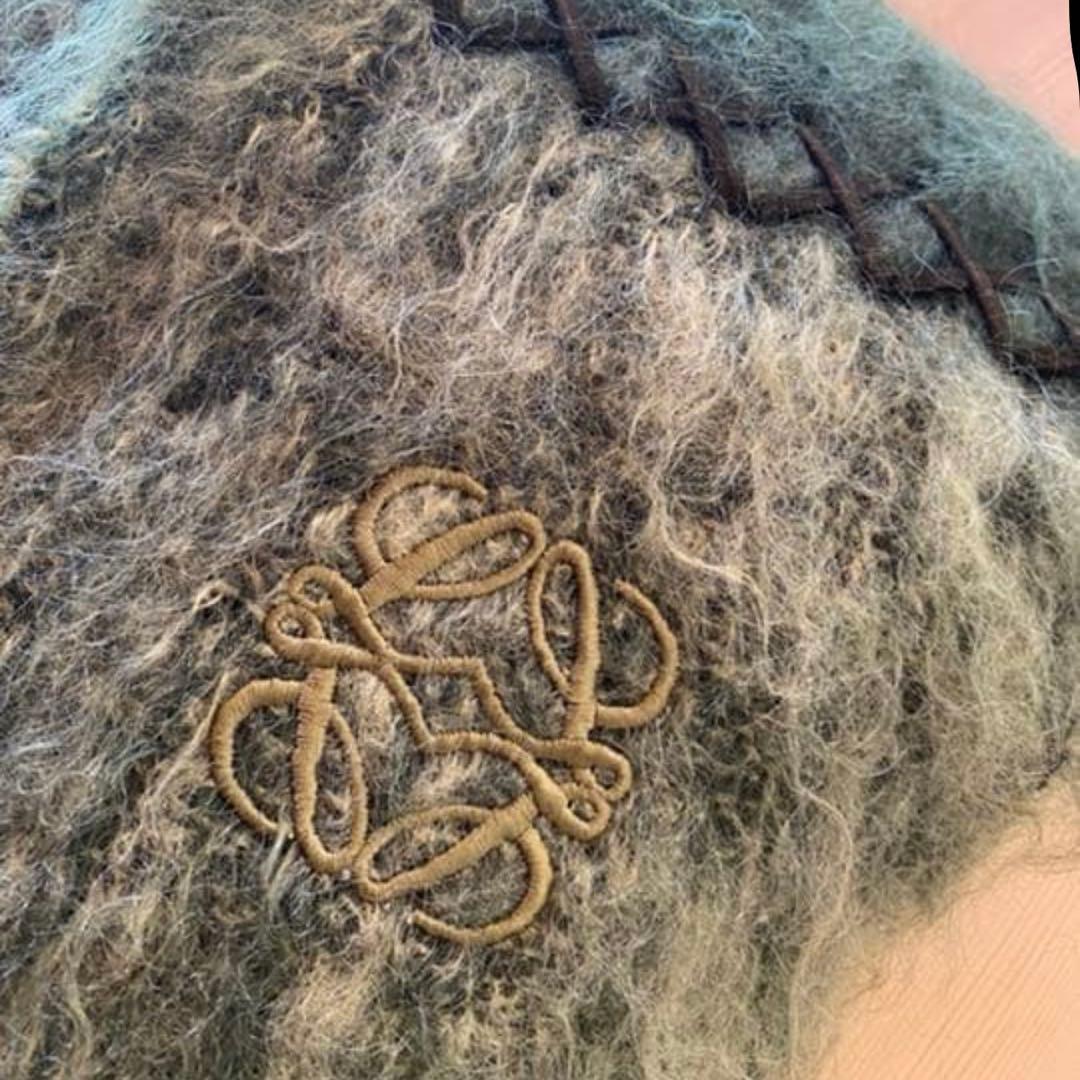 【美品】LOEWE モヘア マフラー＊グリーン