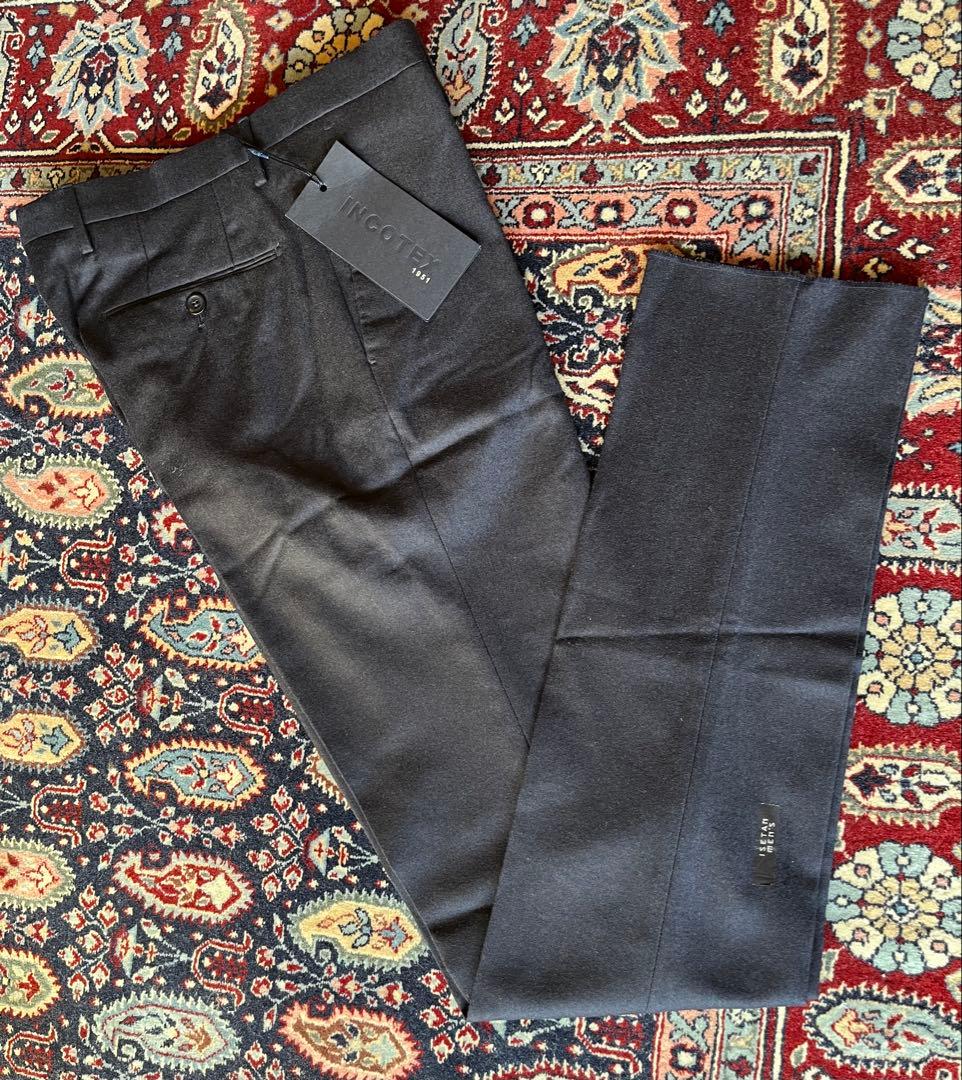 新品未使用/INCOTEX/起毛スラックス/インコテックス/ネイビー46