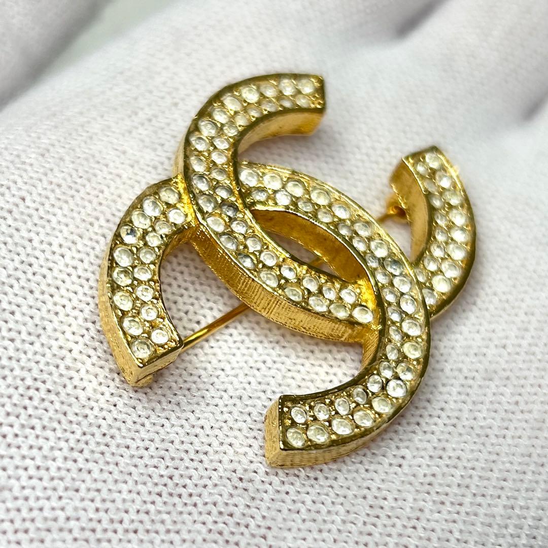 CHANEL シャネル ココマーク ラインストーン ヴィンテージ ブローチ