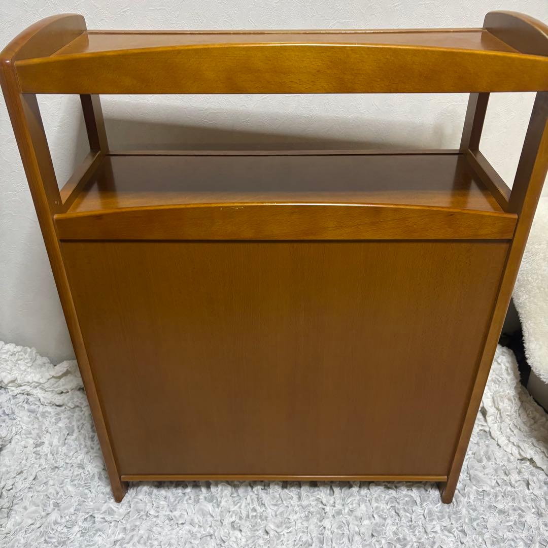 希少　オールドカリモク　ラタン　電話台　FAX台　キャビネット