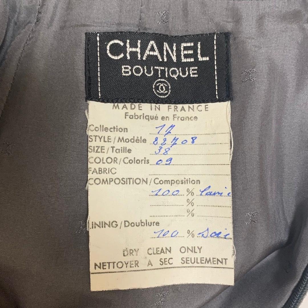 シャネル プリーツスカート グレー 綿 38 CHANEL