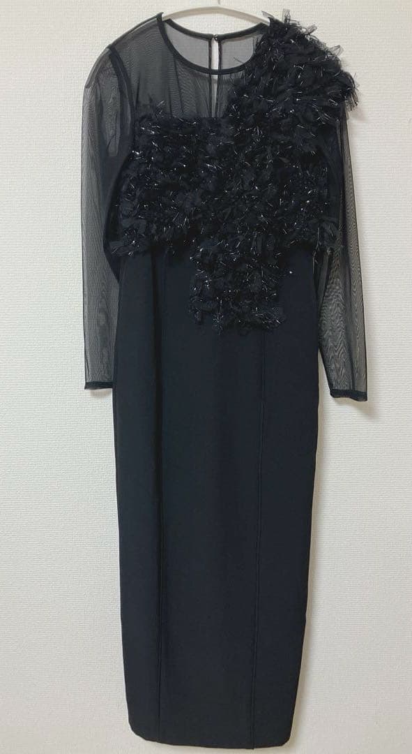 人気　ニアナ　フリンジグリッターノットドレス　パーティ　オケージョン　ブラック