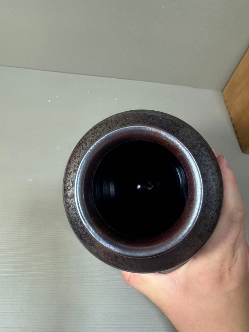 2285 藤井朱明作　天目白光　花瓶　未使用