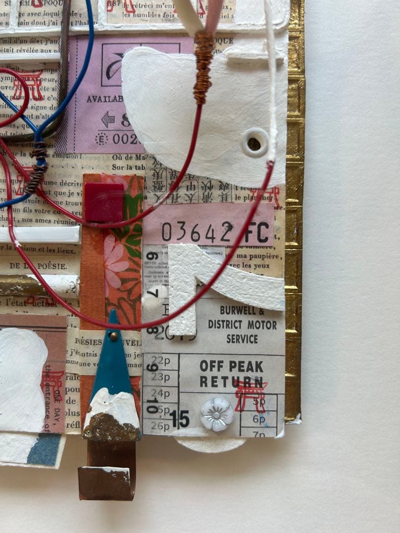 立体コラージュアート　ウォールアート　額装済み