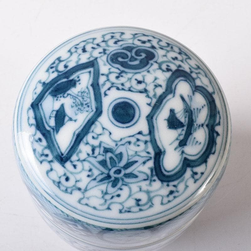 茶道具　湖東焼　染付　山水文　茶入　茶壺　時代箱　V　7661