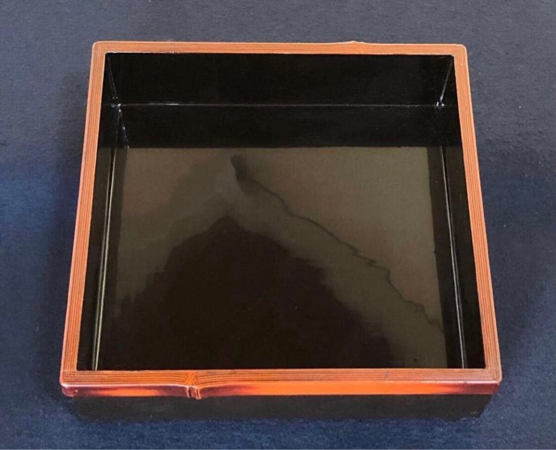 《レ》竹塗 五段重 重箱 替蓋付 木製漆器 木箱　251113え1
