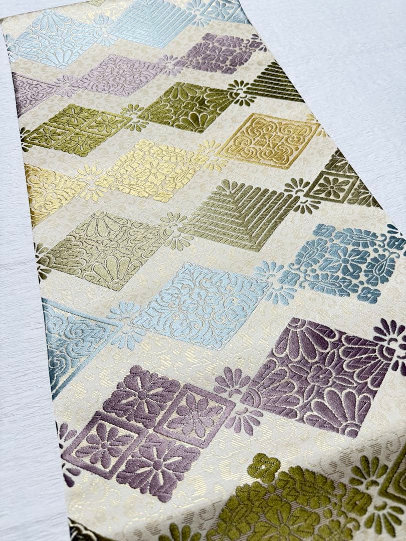 m-26 花菱 七宝 袋帯 正絹 六通 未使用極美品