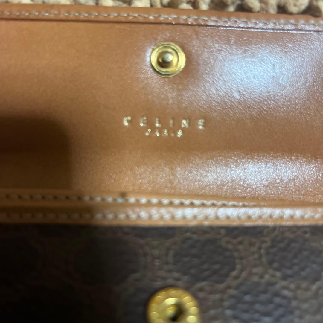 専用オールドセリーヌ　がま口三つ折り財布　ブラウン　マカダム　PVC コンパクト