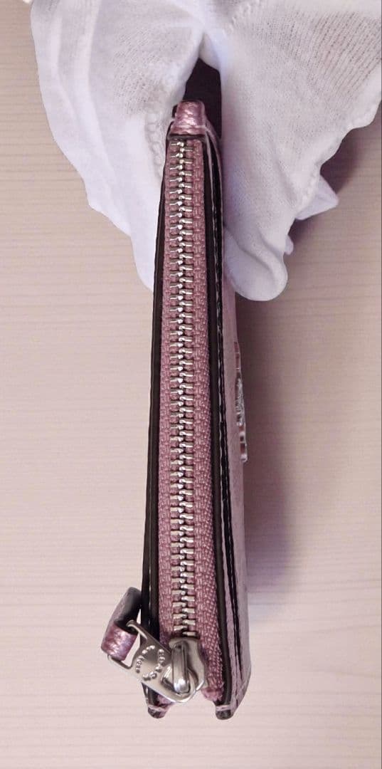 コーチ　ケース　小銭入れ　シグネチャー　限定品　キーリング　ピンク