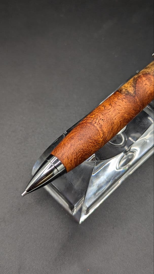 239ペン工房翌檜　花梨　源平　紅白　瘤杢　木軸シャーペン　木軸ボールペン