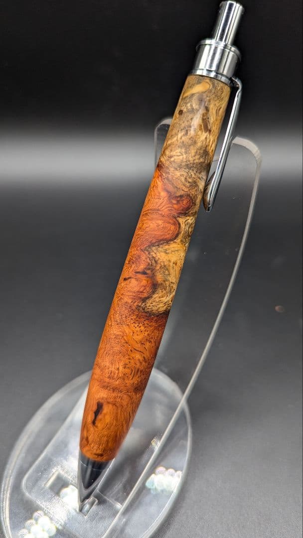 239ペン工房翌檜　花梨　源平　紅白　瘤杢　木軸シャーペン　木軸ボールペン