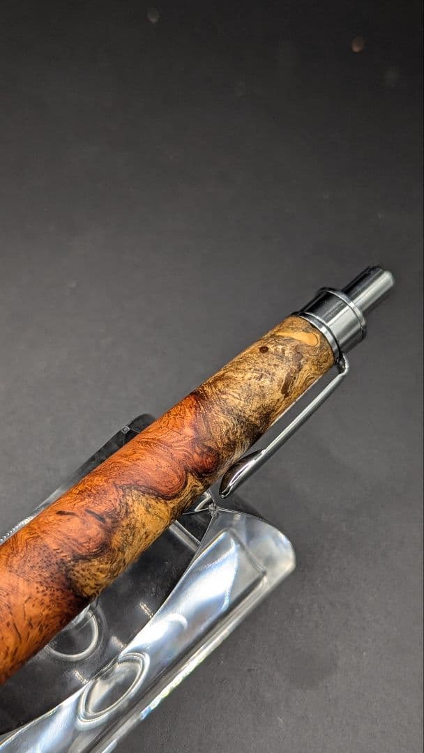 239ペン工房翌檜　花梨　源平　紅白　瘤杢　木軸シャーペン　木軸ボールペン