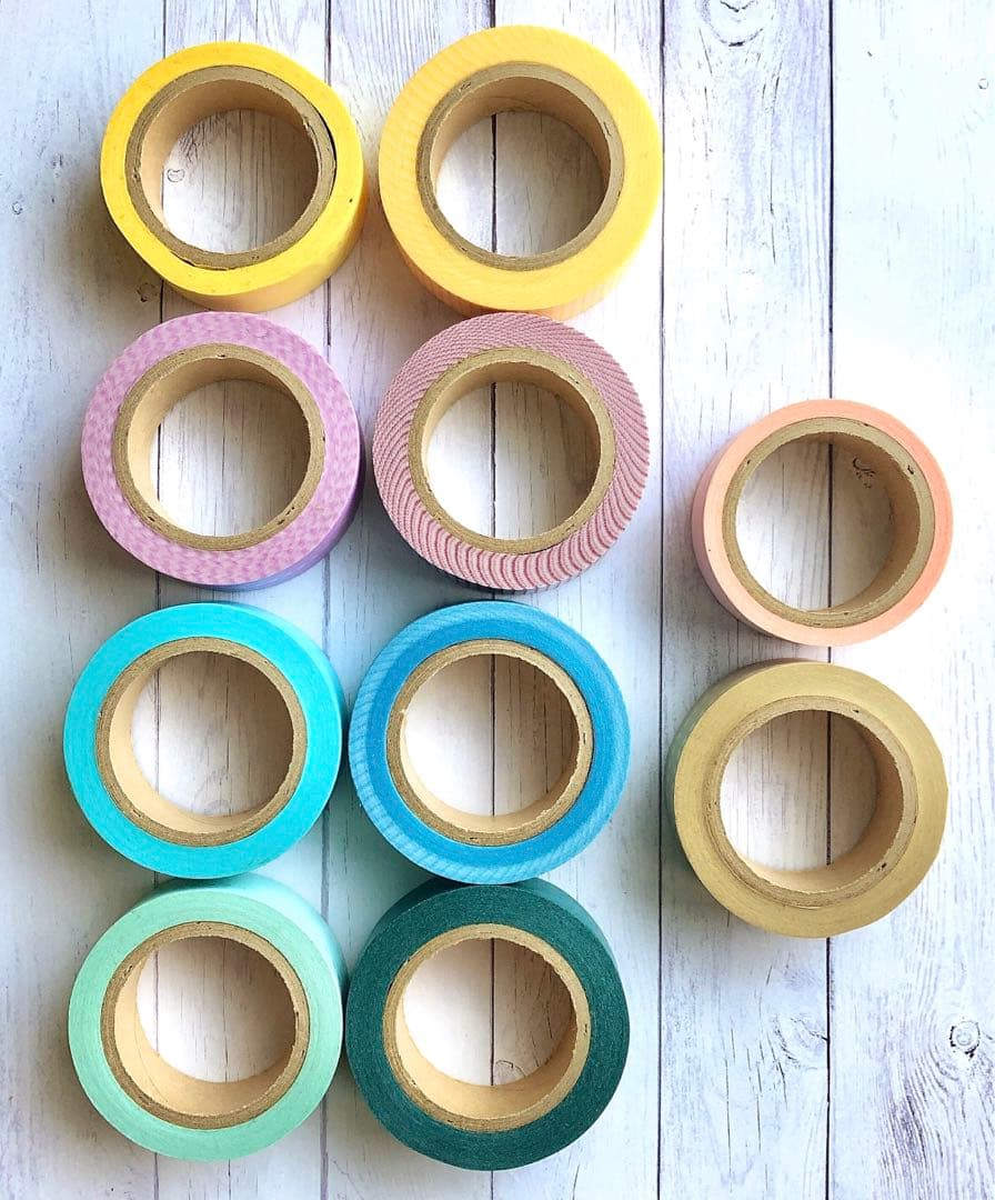 【レア】初期マークス　中古マスキングテープセット①　ベーシック　水玉　方眼　無地