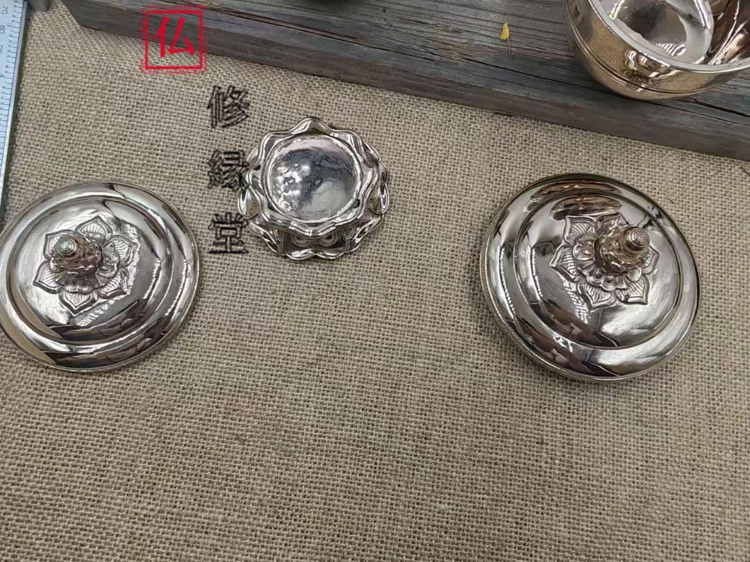 【修縁堂】密教法具古美術品 宝珠型 塗洒二器