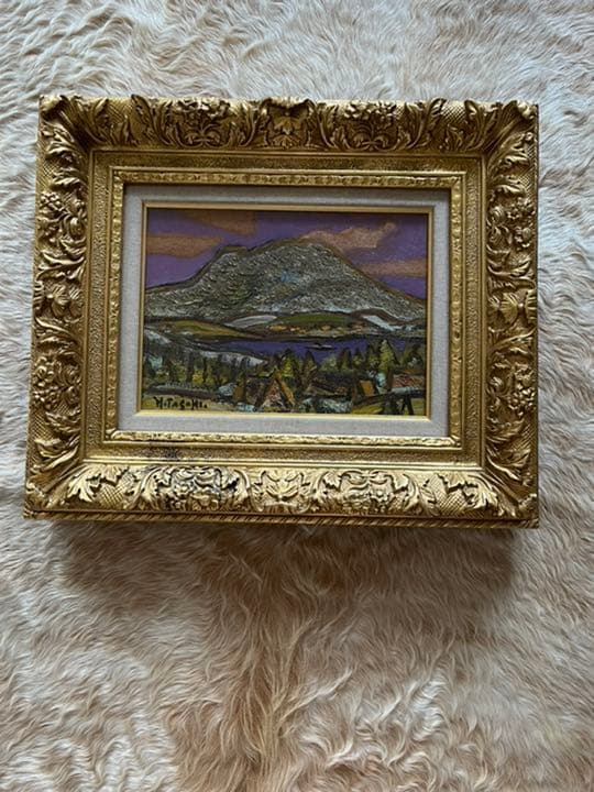 文化勲章　田崎広助「浅間山」油彩4号　真筆　真作