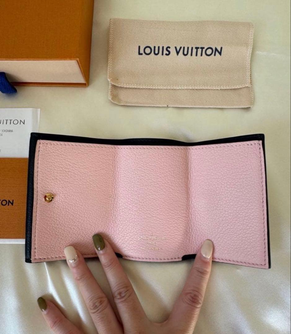 ロックミニ/LOUIS VUITTON 三つ折り財布アイボリーミニ財布