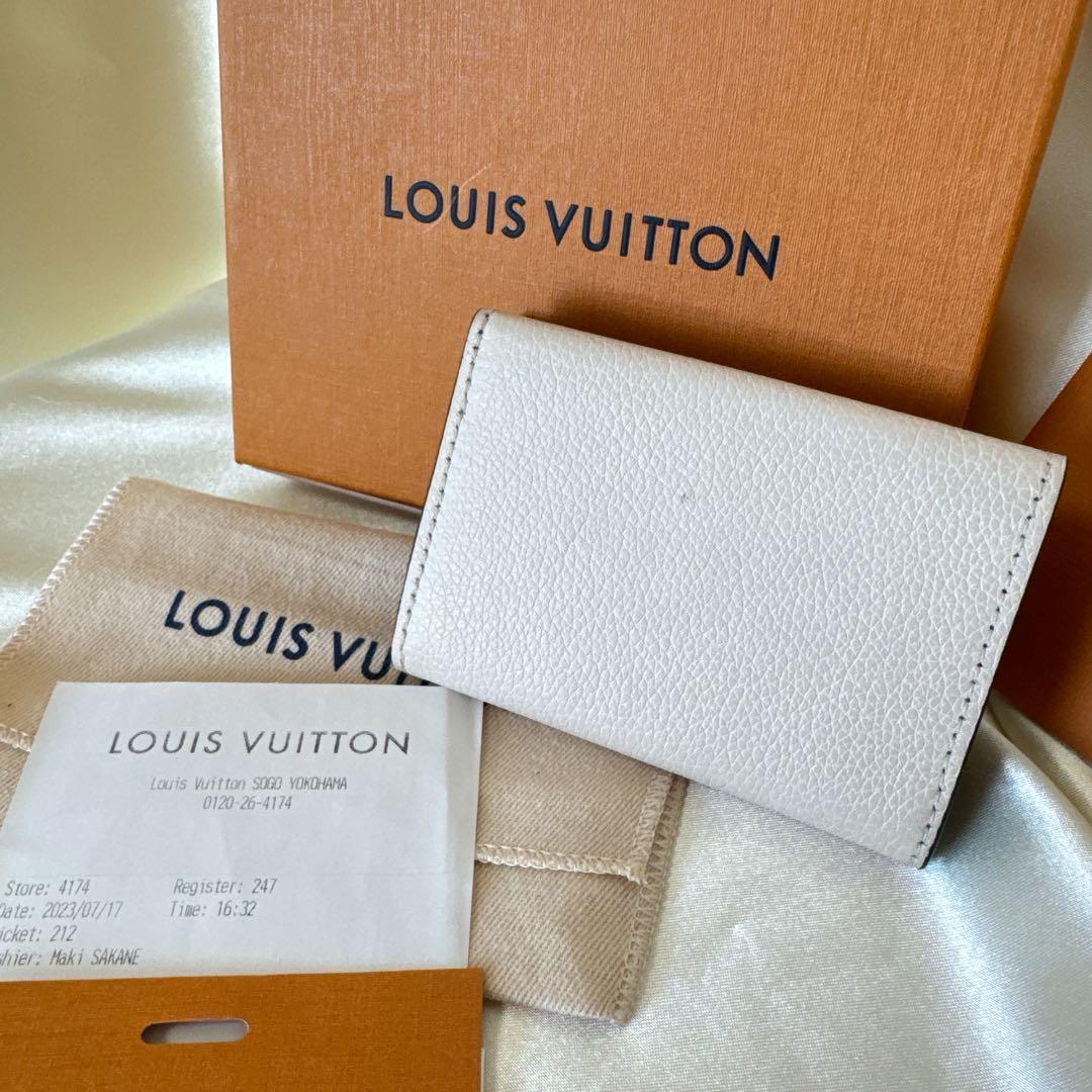 ロックミニ/LOUIS VUITTON 三つ折り財布アイボリーミニ財布