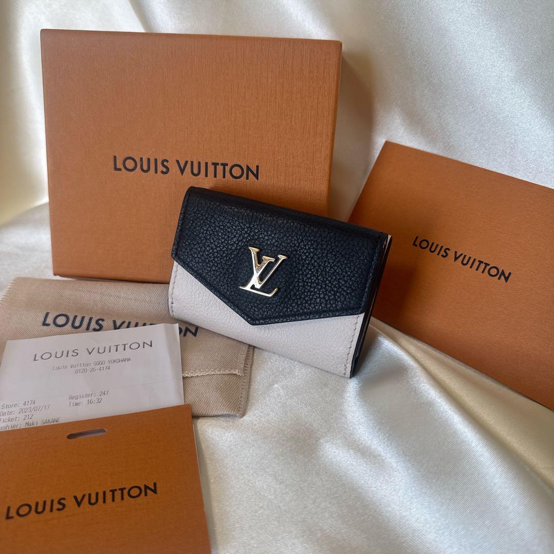 ロックミニ/LOUIS VUITTON 三つ折り財布アイボリーミニ財布