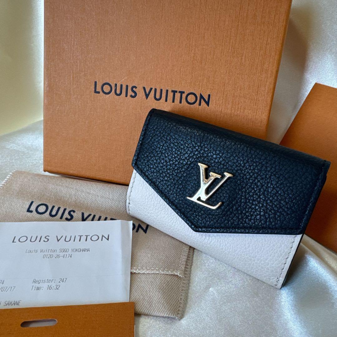 ロックミニ/LOUIS VUITTON 三つ折り財布アイボリーミニ財布