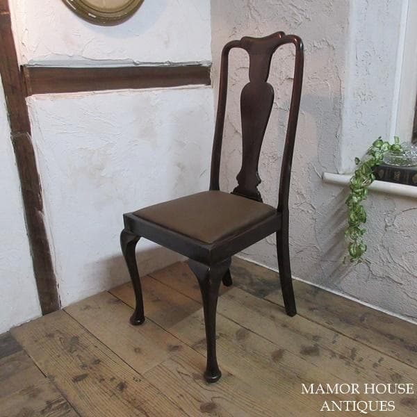 イギリス アンティーク 家具 クイーンアンチェア 猫脚 椅子 英国 4112e