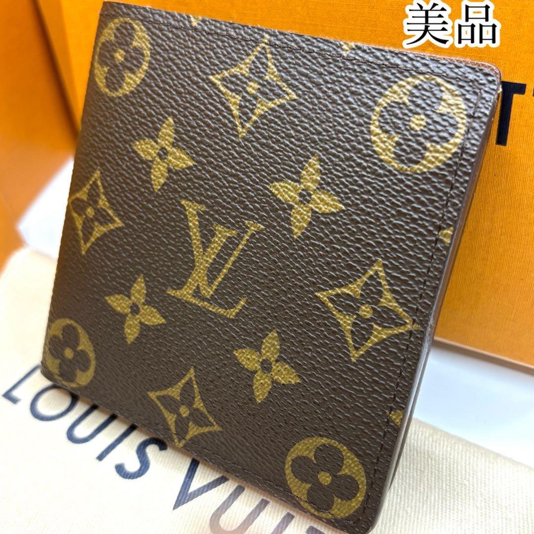 【美品 カード4枚】ルイヴィトン ポルトフォイユマルコ モノグラム 折り財布