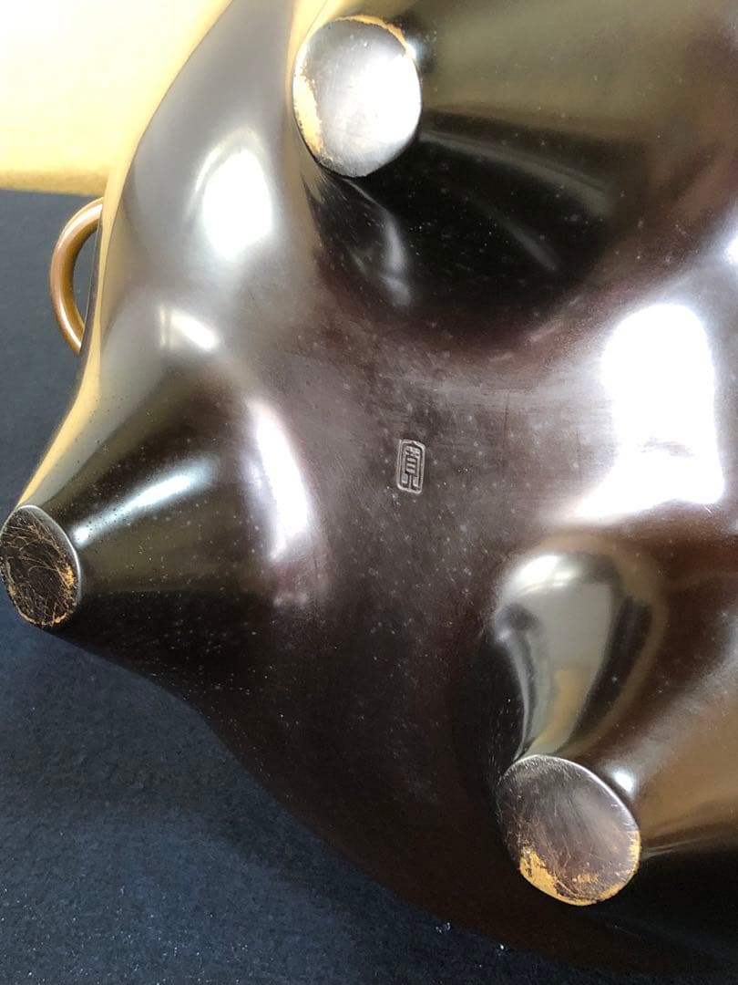 割引❗️《R》鋳銅 鬼面風炉 釜添 釜師畠春斎/風炉師寛 共箱　250716E3