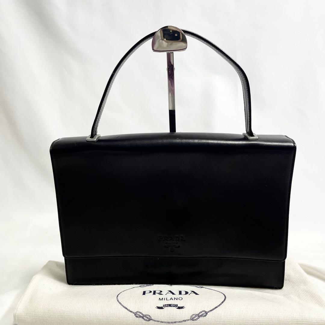 プラダ ロゴ レザー ハンド バッグ フラップ ワンハンドル　多機能　大容量