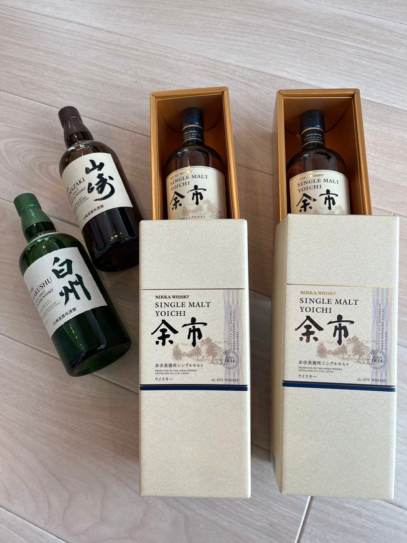 山崎　白州　余市 箱付きシングルモルトウイスキー 700ml 4本セット