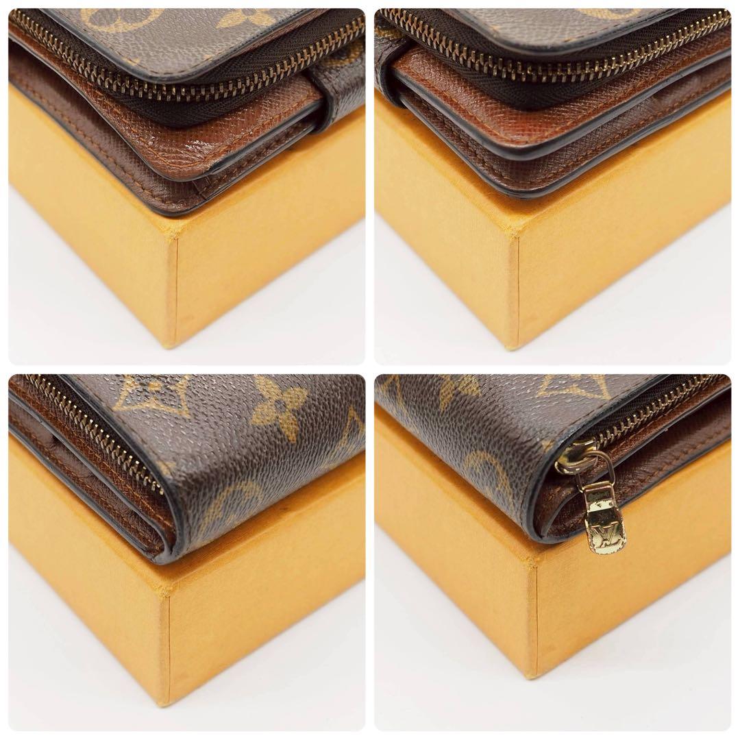 ルイヴィトン モノグラム コンパクトジップ 二つ折り財布 ブラウン