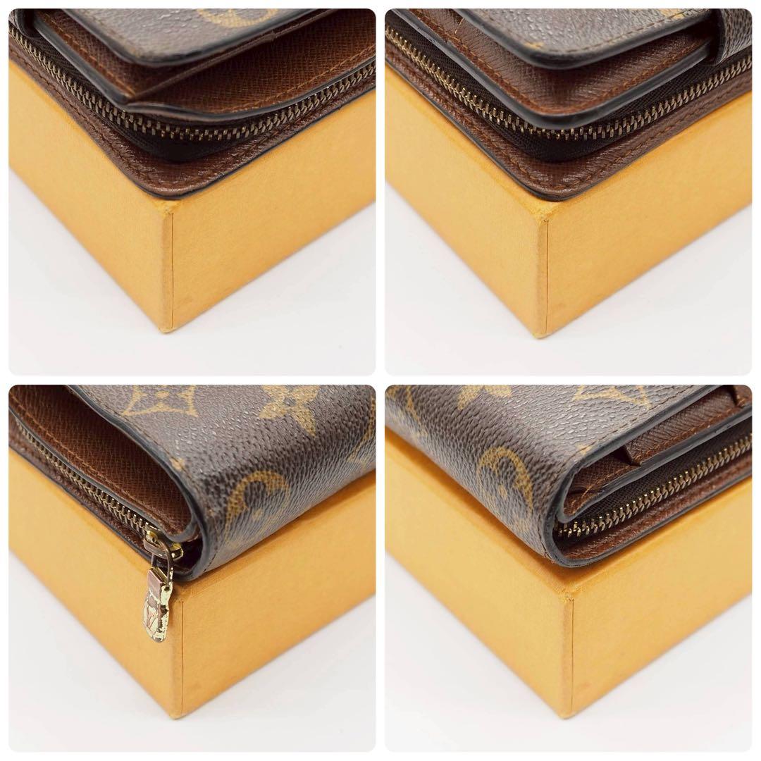 ルイヴィトン モノグラム コンパクトジップ 二つ折り財布 ブラウン