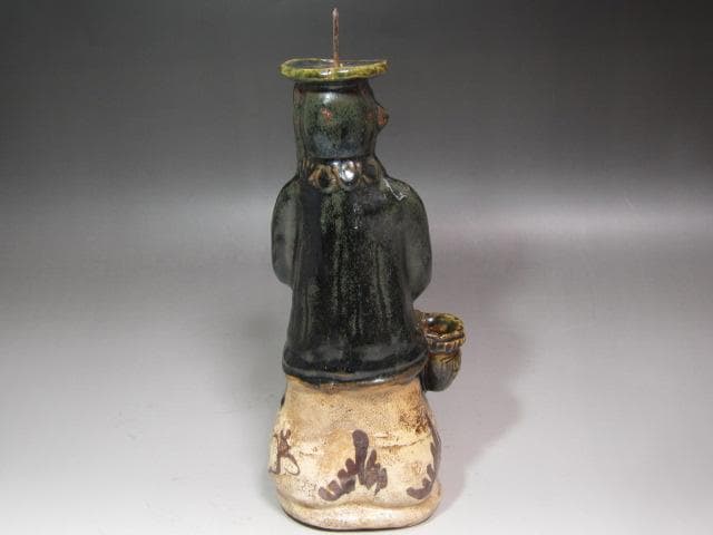 ★　北大路魯山人　織部　南蛮人　燭台★x588