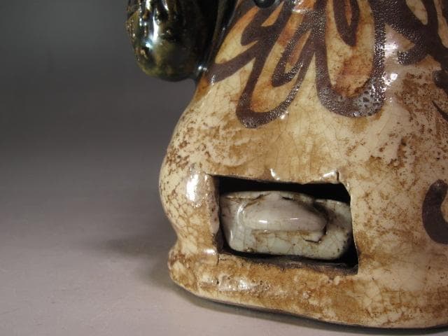 ★　北大路魯山人　織部　南蛮人　燭台★x588