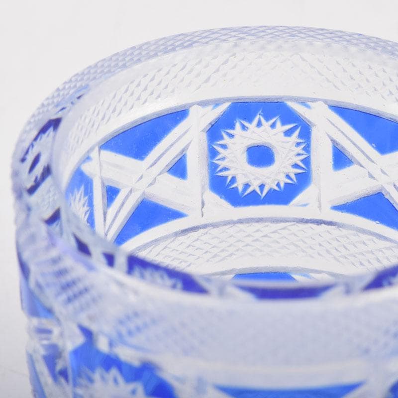 茶道具　硝子工芸　星野工房　義山　切子　蓋置　共箱　C　9072