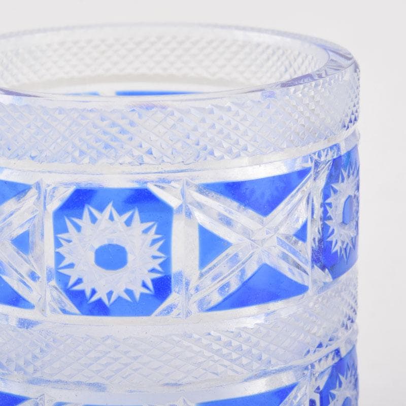 茶道具　硝子工芸　星野工房　義山　切子　蓋置　共箱　C　9072