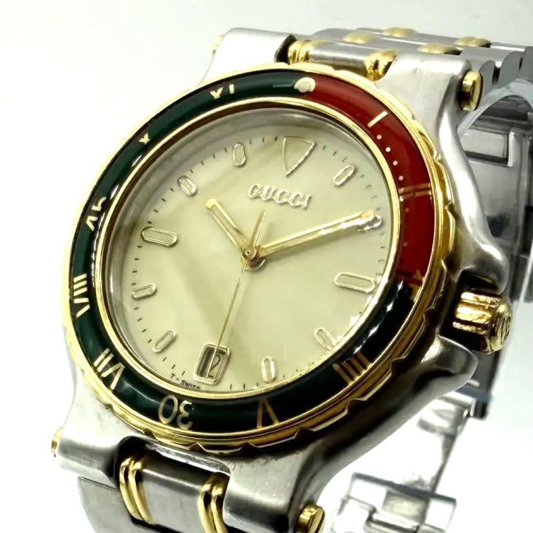 【稼働/廃盤モデル】グッチ 腕時計 9700M クラシックダイバー コンビ 赤緑