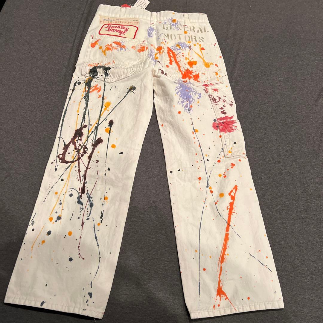 デニムダンガリー　パンツ　両面ペンキ　130